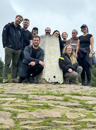 The skiddle team on a hike